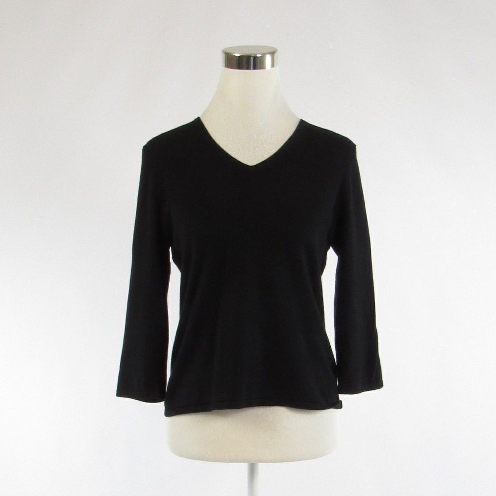 Black SPENSE 3/4 sleeve V-neck sweater size S